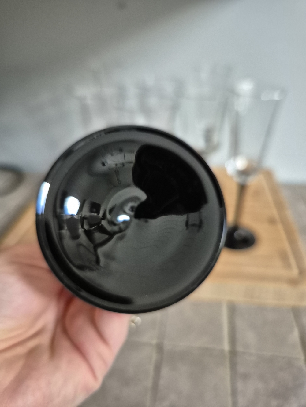 Vintage 80s Luminarc Octime Black Stem Glassware Set - 8pc Set (4 Wine/4 Champ) - Picture 5 of 10